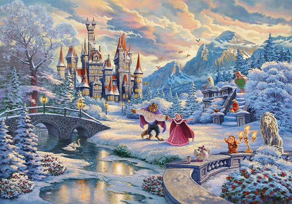 Schmidt Puzzle 59671 - 1000 Teile - Kinkade - Disney - Die Schöne und das Biest