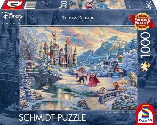 Schmidt Puzzle 59671 - 1000 Teile - Kinkade - Disney - Die Schöne und das Biest
