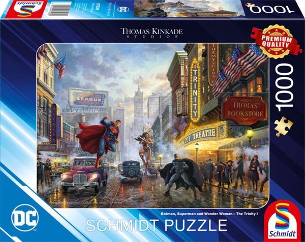 Schmidt Puzzle 57589 - 1000 Teile - Kinkade - DC - Batman, Superman and Wonder Woman - The Trinity I