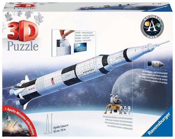 Ravensburger 3D - Puzzle 11545 - 440 Teile - Apollo Saturn V Rakete