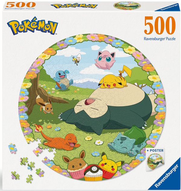 Ravensburger Puzzle 01131 - 500 Teile - Rund - Blumige Pokemon